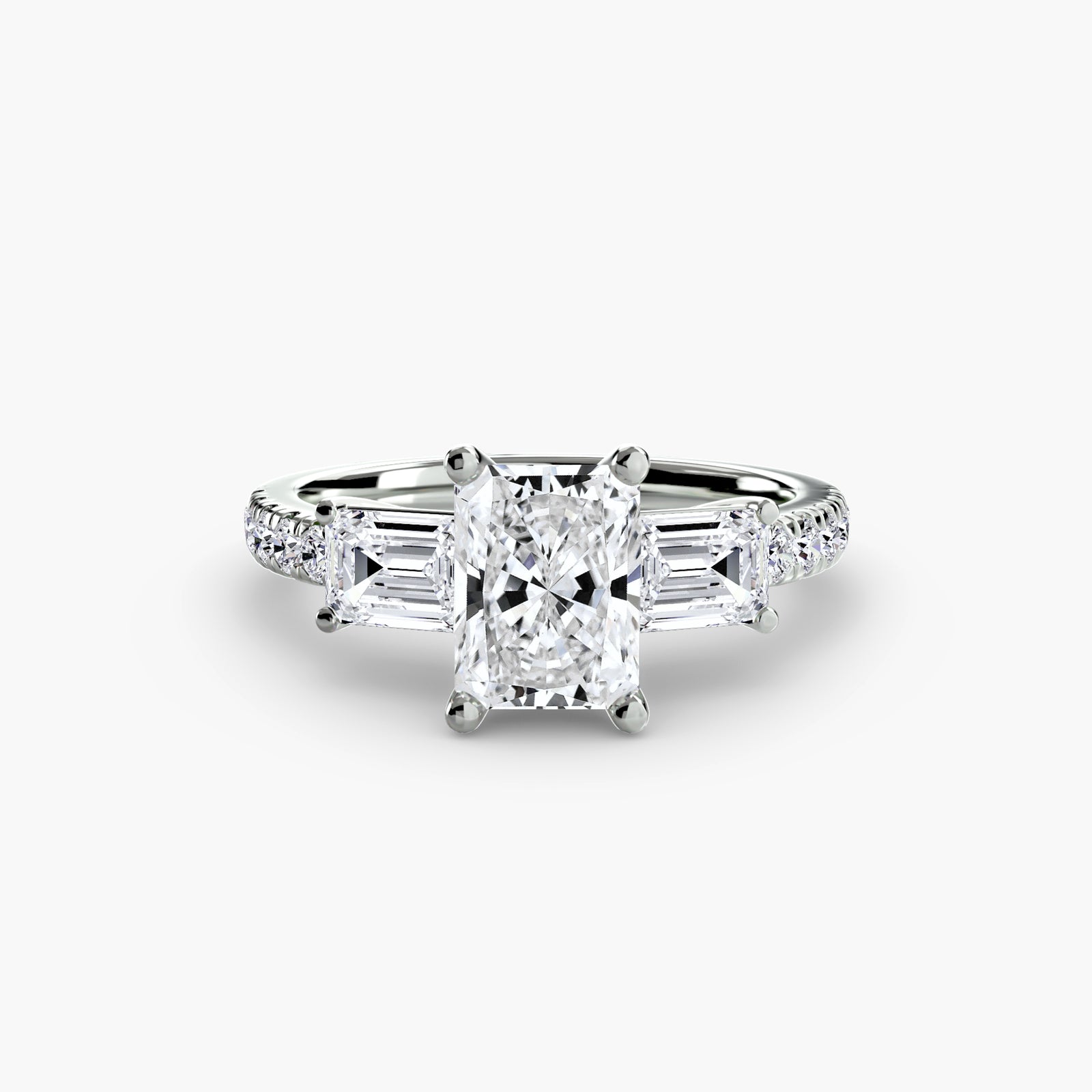 Three-Stone Ring with Pavé Band 4