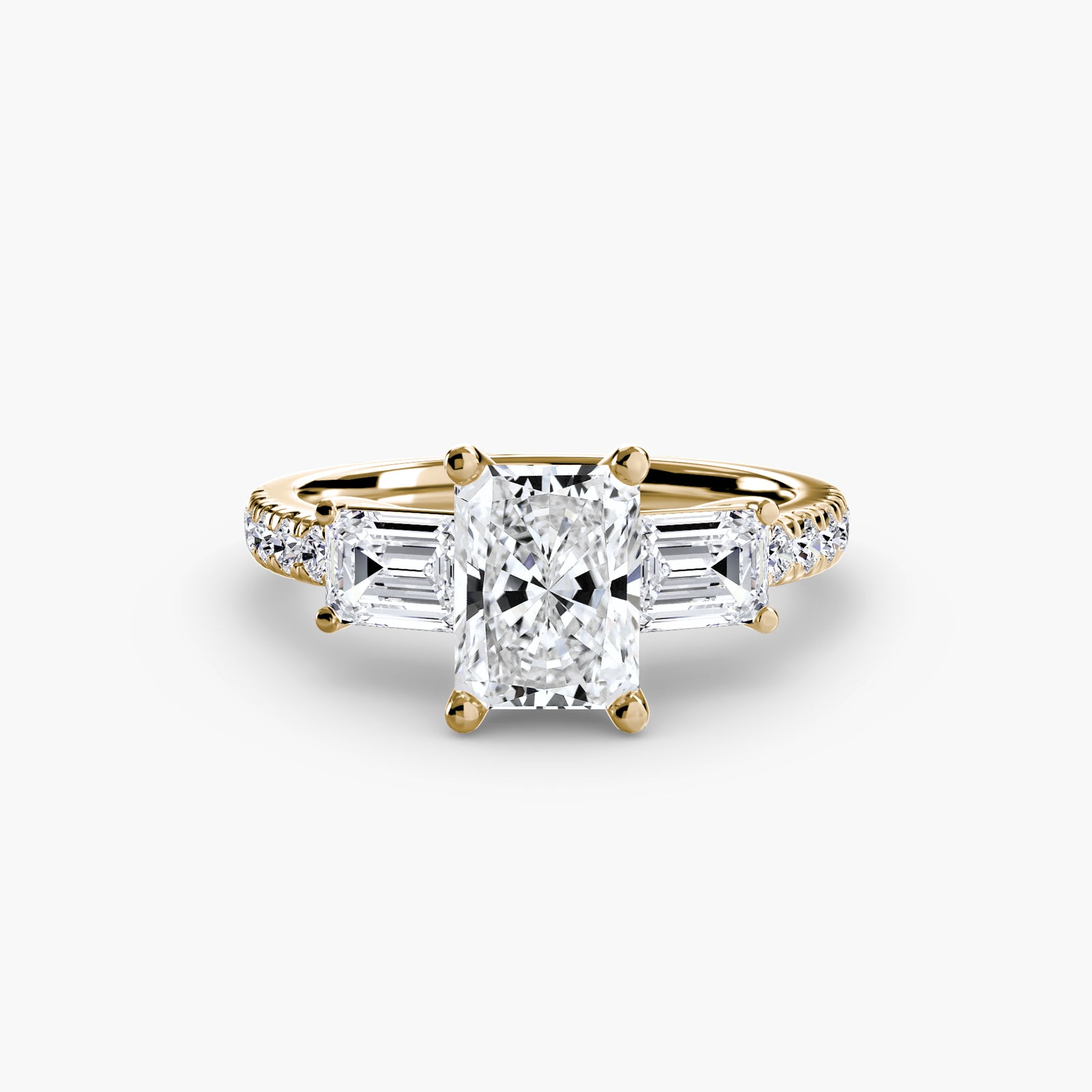 Three-Stone Ring with Pavé Band 4