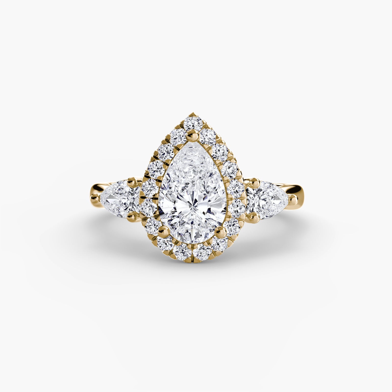 Three-Stone Ring with Halo