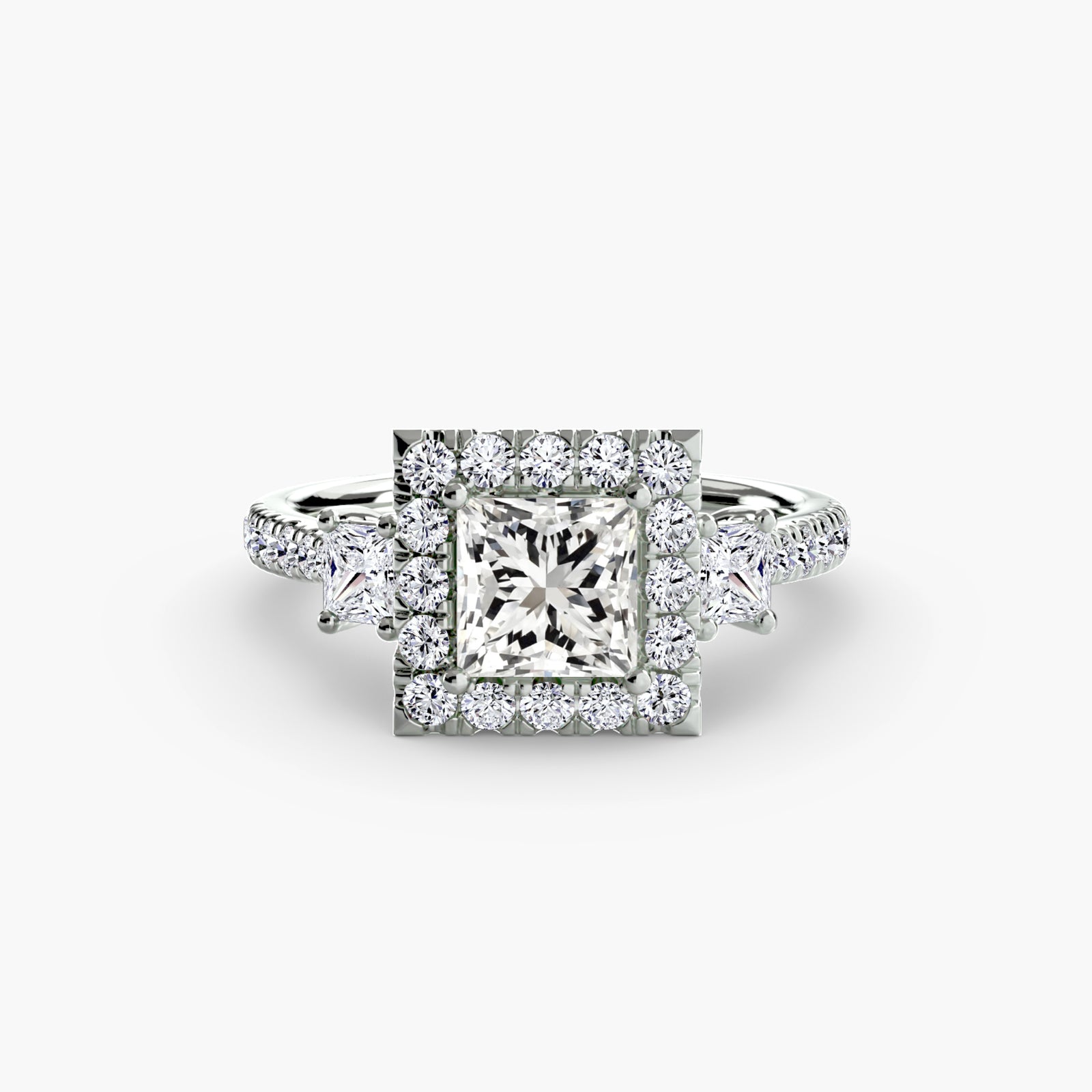 Three-Stone Ring with Halo 2