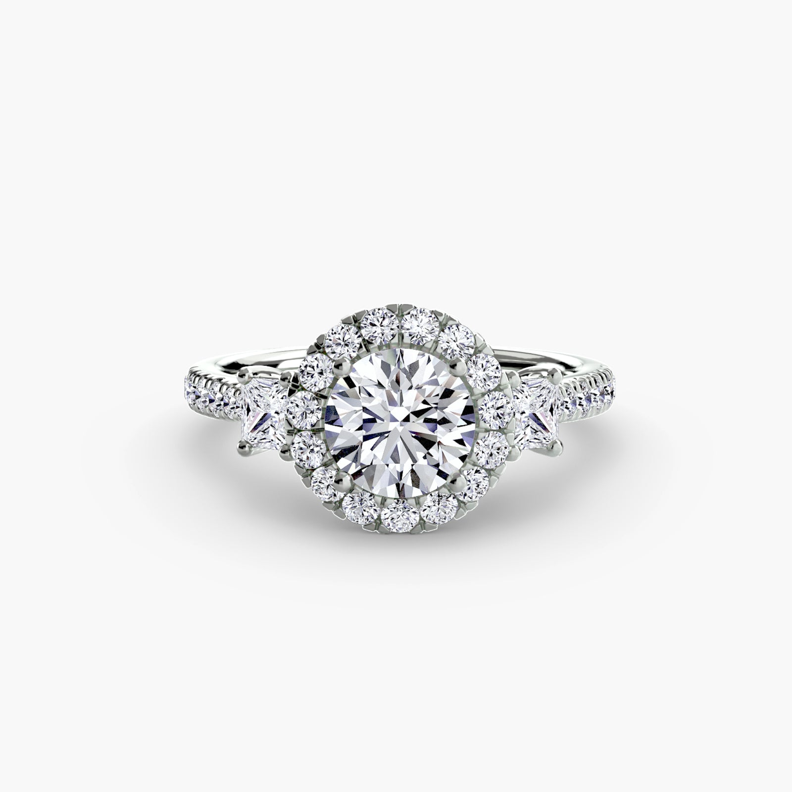 Three-Stone Ring with Halo 2