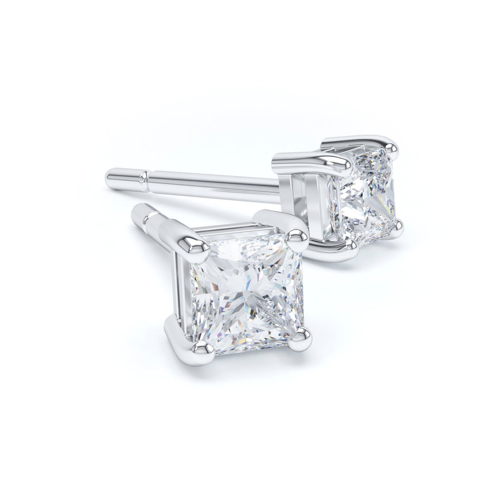 Lab Grown Princess Diamond Stud Earrings