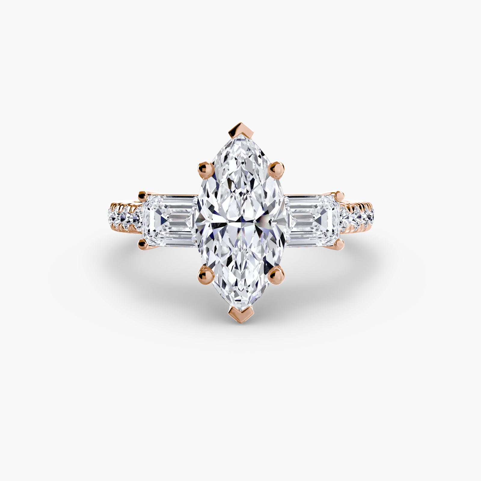 Three-Stone Ring with Pavé Band 4