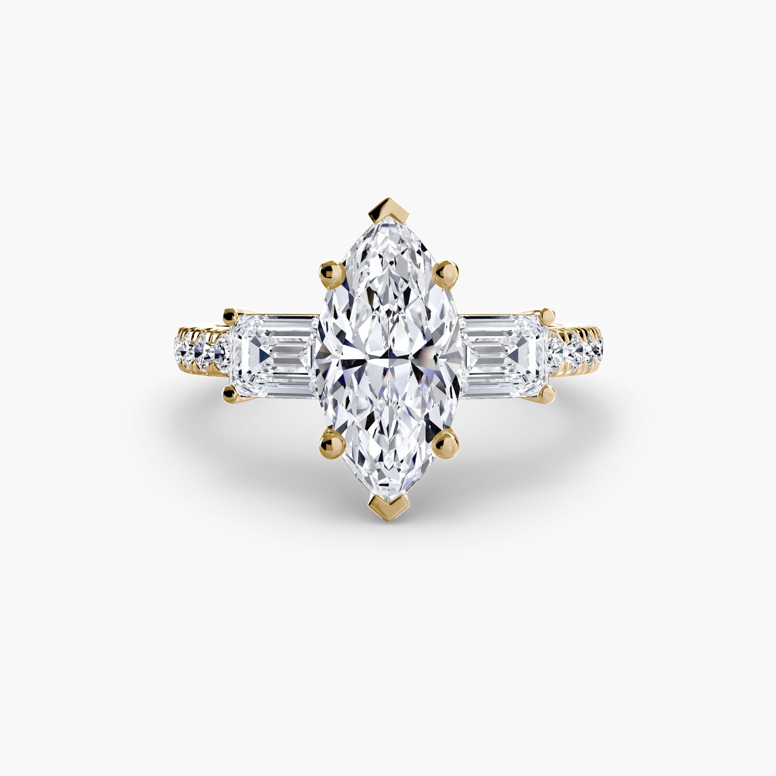 Three-Stone Ring with Pavé Band 4