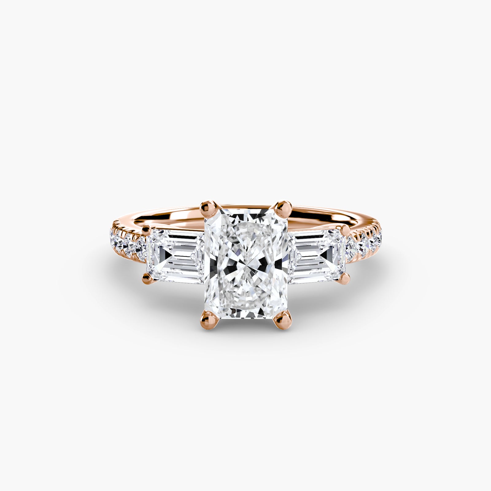 Three-Stone Ring with Pavé Band 4