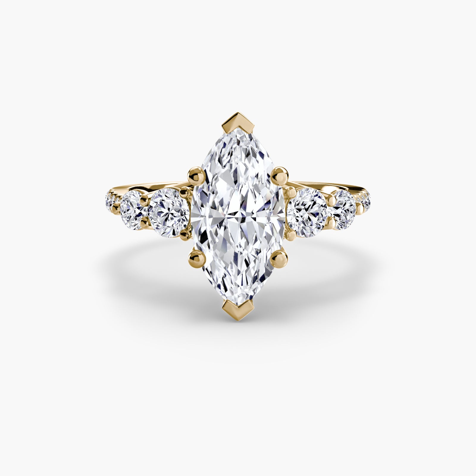 Five Stone Ring with Pavé Band