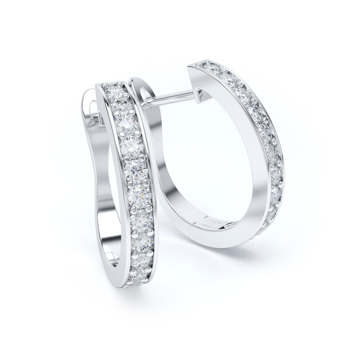 Grain Set Diamond Hoop Earrings