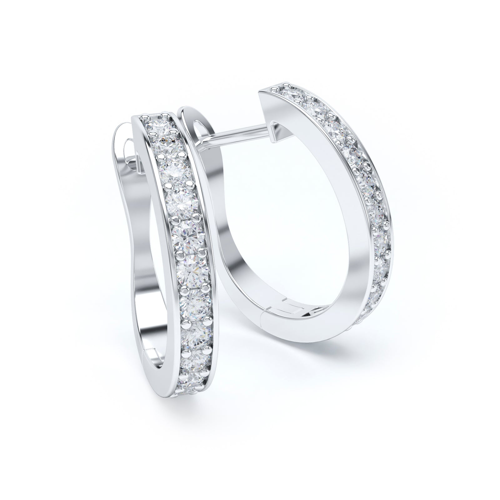 Grain Set Diamond Hoop Earrings