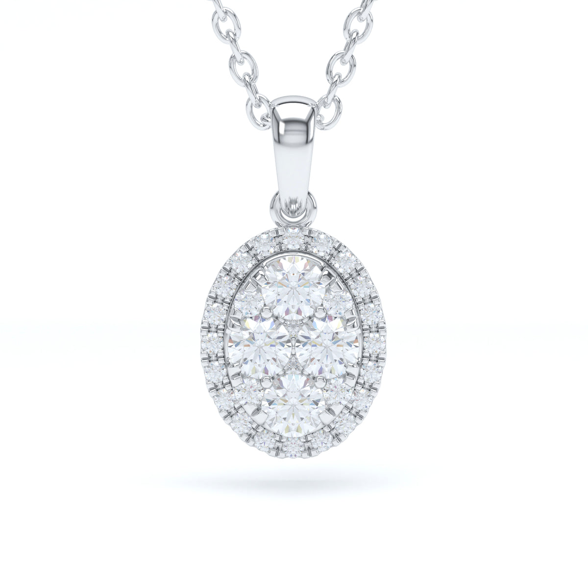 Oval Cluster Diamond Pendant