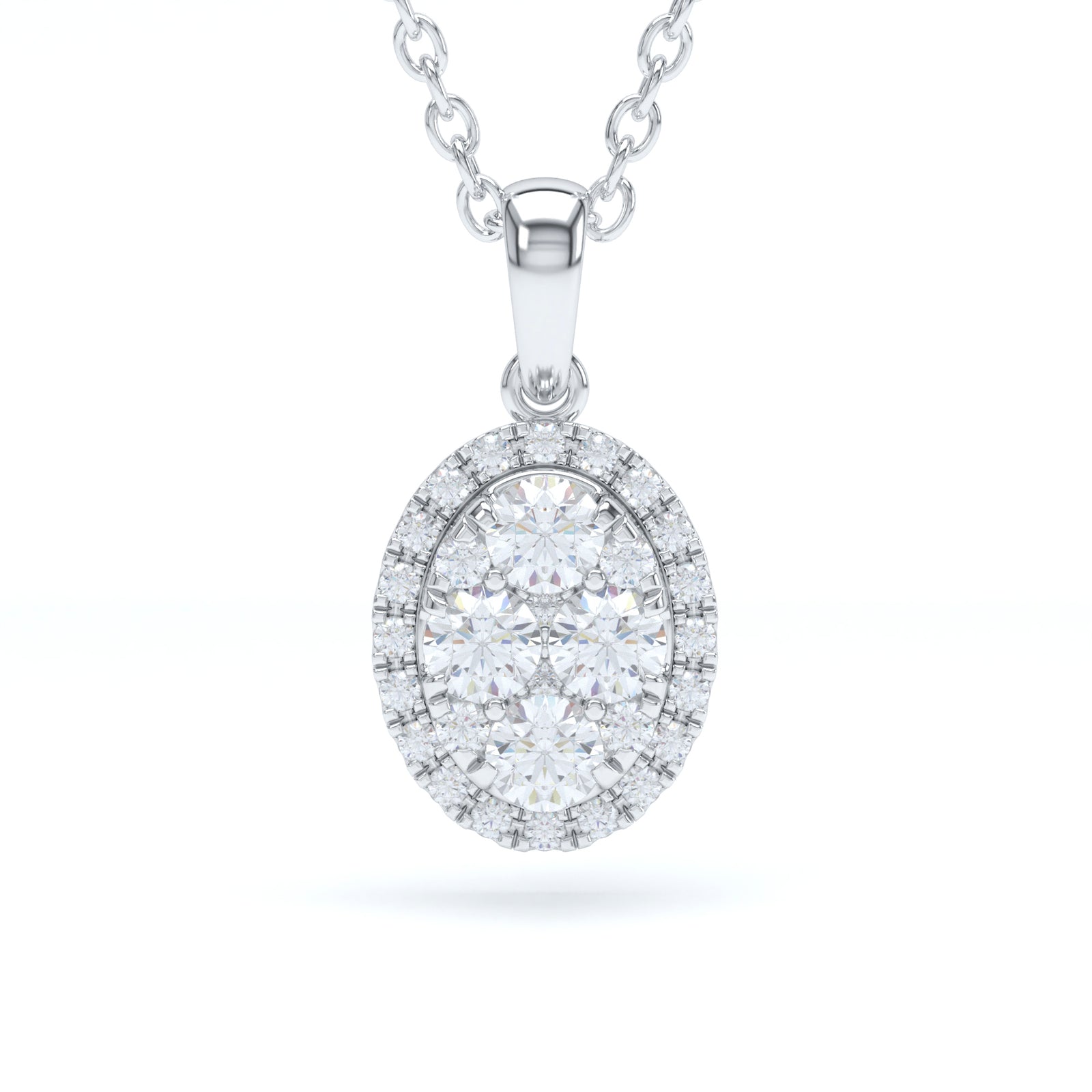 Oval Cluster Diamond Pendant
