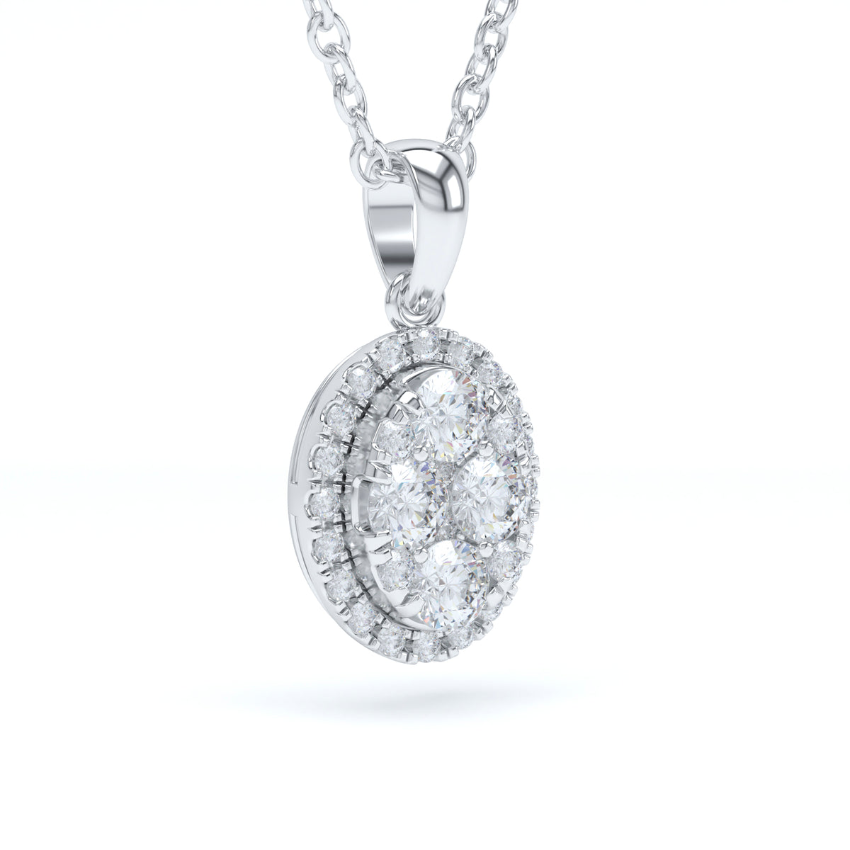 Oval Cluster Diamond Pendant