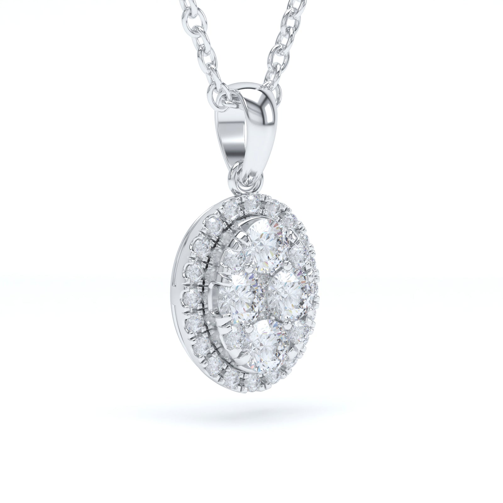 Oval Cluster Diamond Pendant
