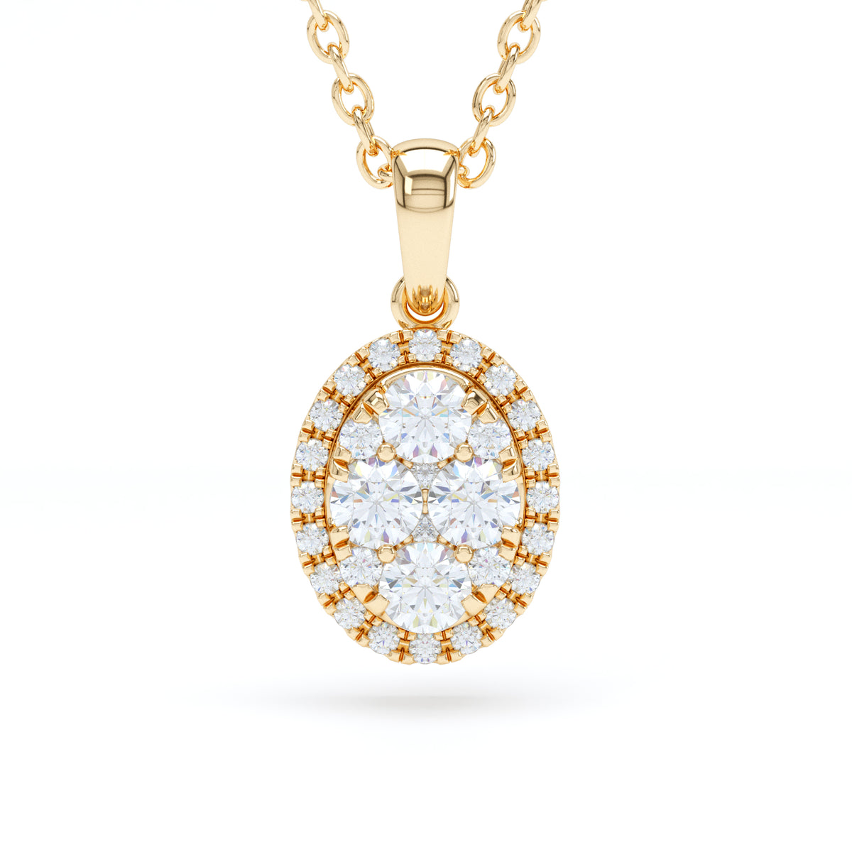 Oval Cluster Diamond Pendant