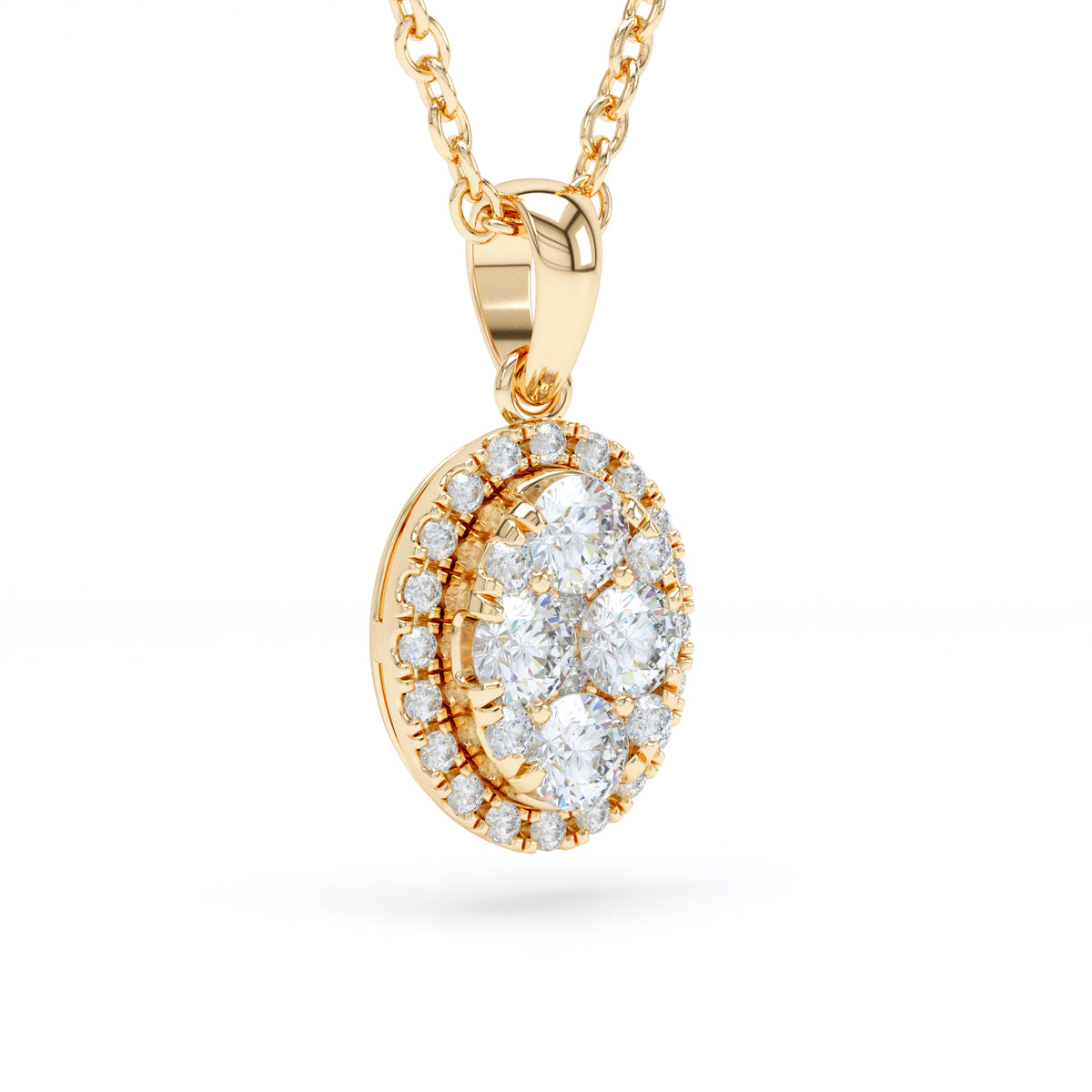 Oval Cluster Diamond Pendant