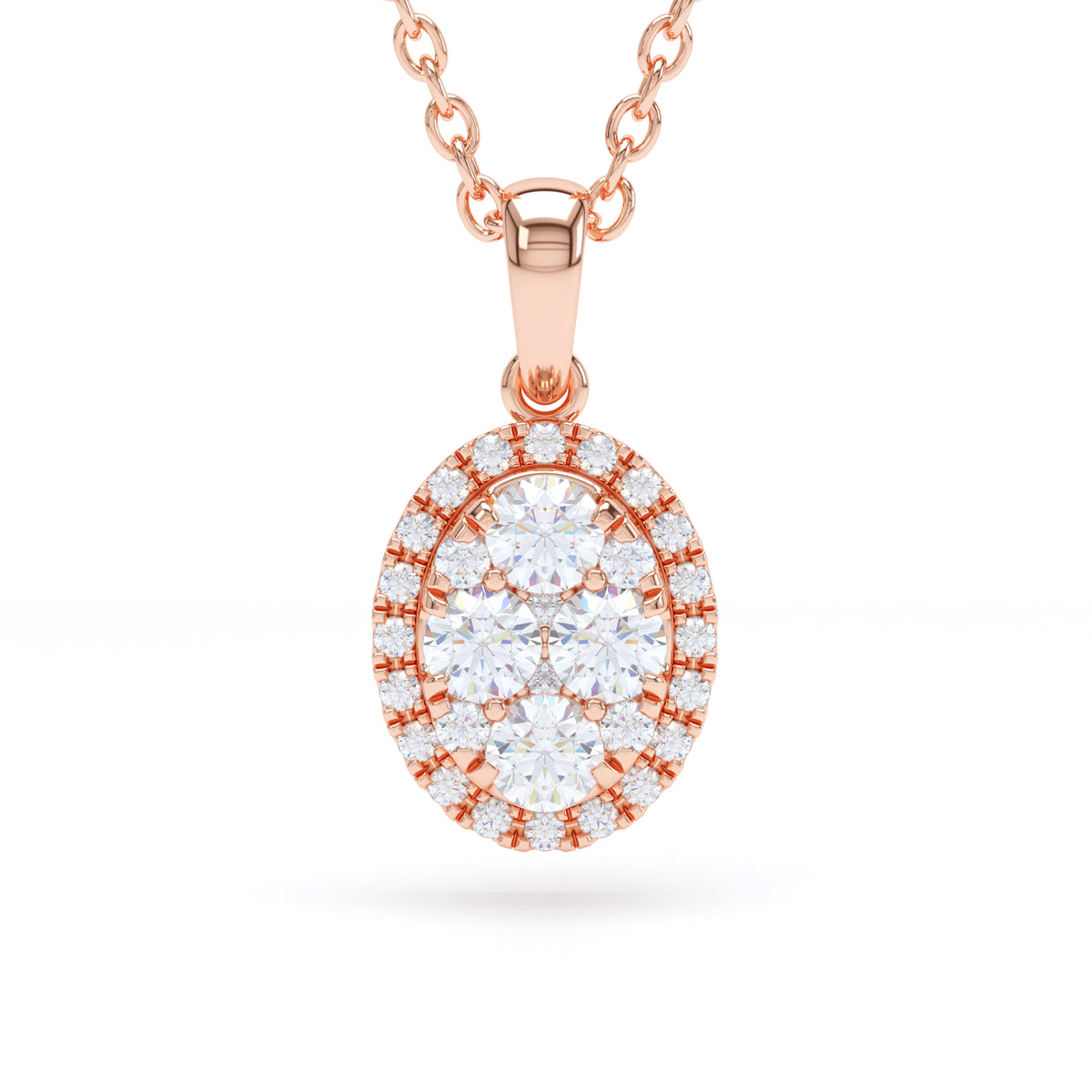 Oval Cluster Diamond Pendant