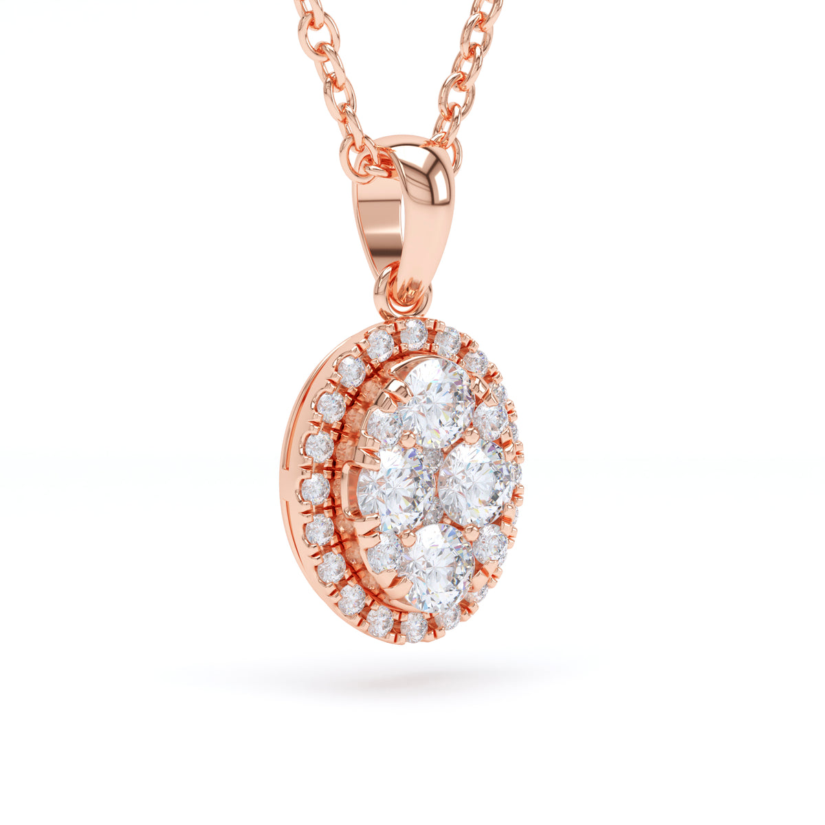 Oval Cluster Diamond Pendant