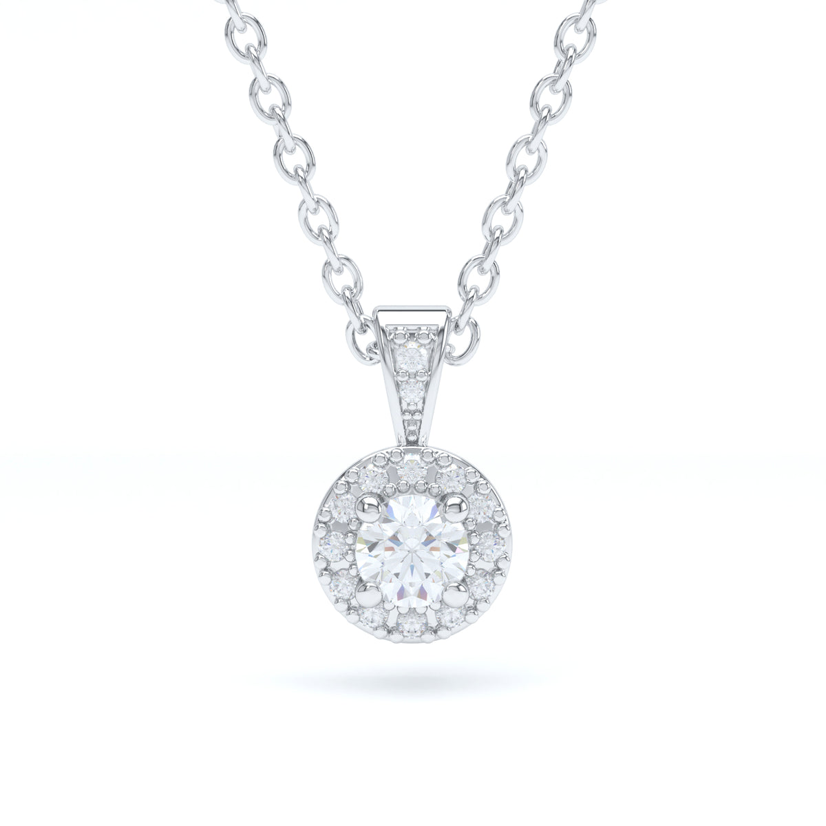 Round Halo Diamond Pendant