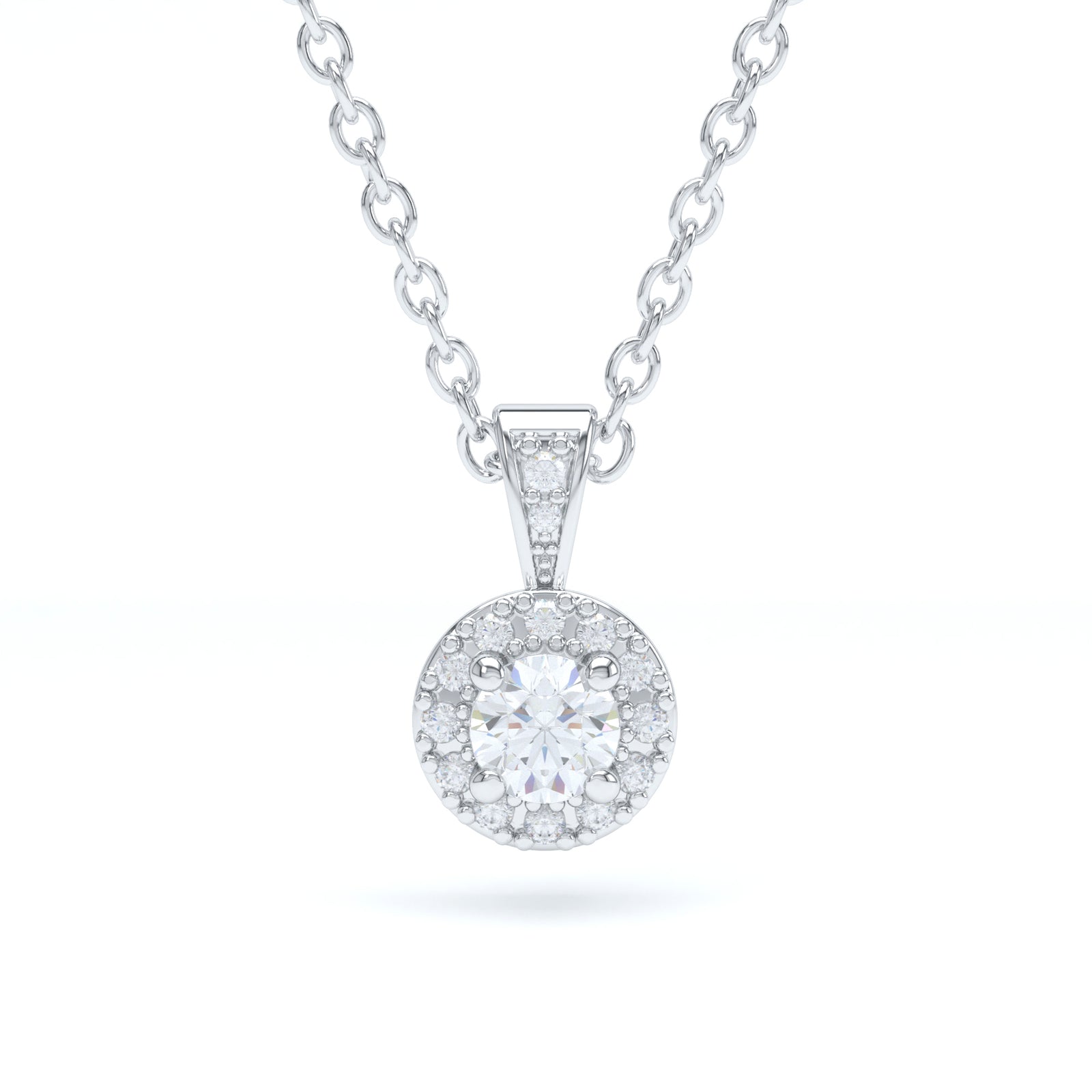 Round Halo Diamond Pendant