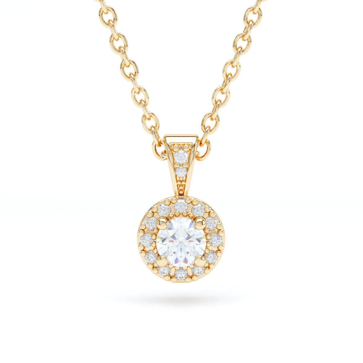 Round Halo Diamond Pendant