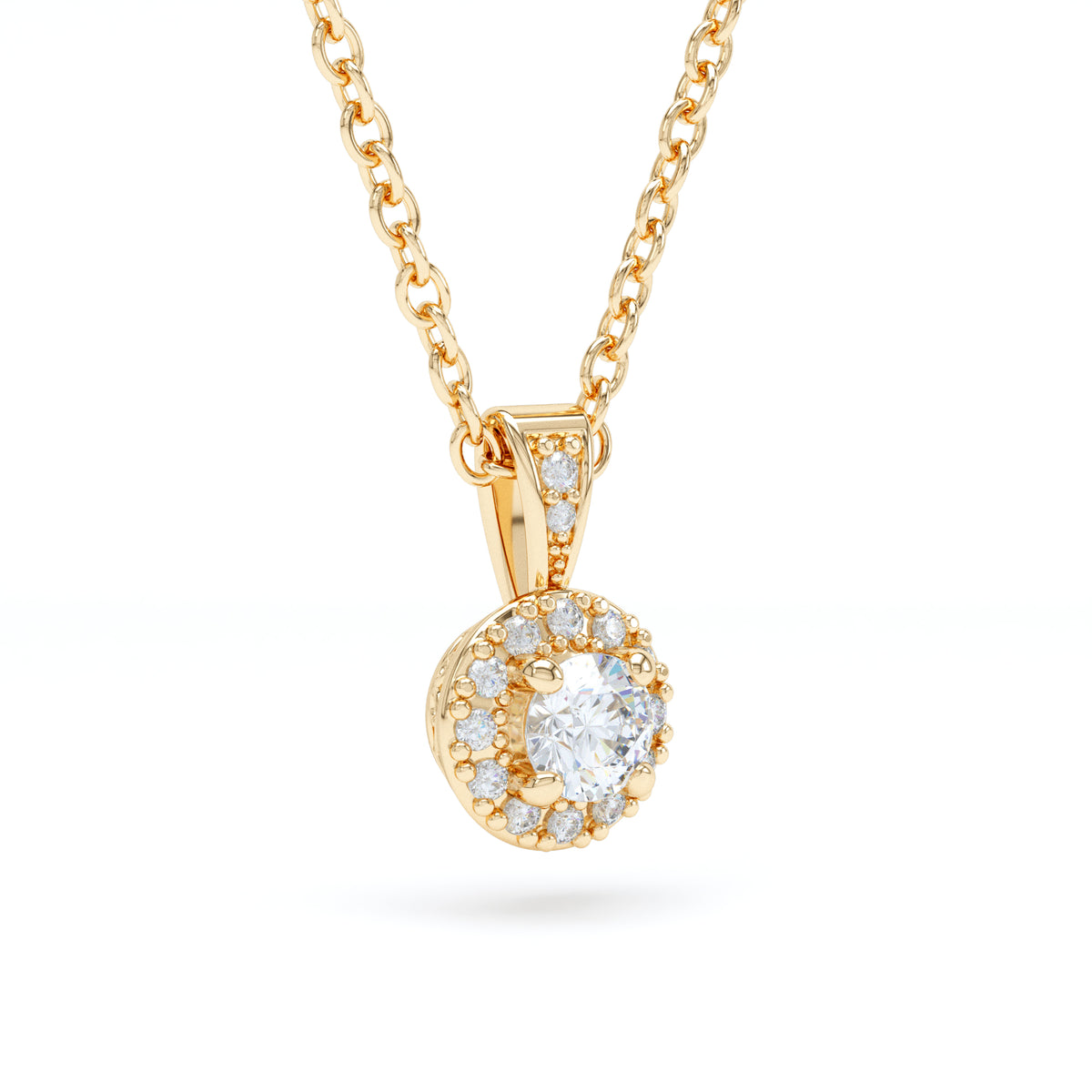Round Halo Diamond Pendant