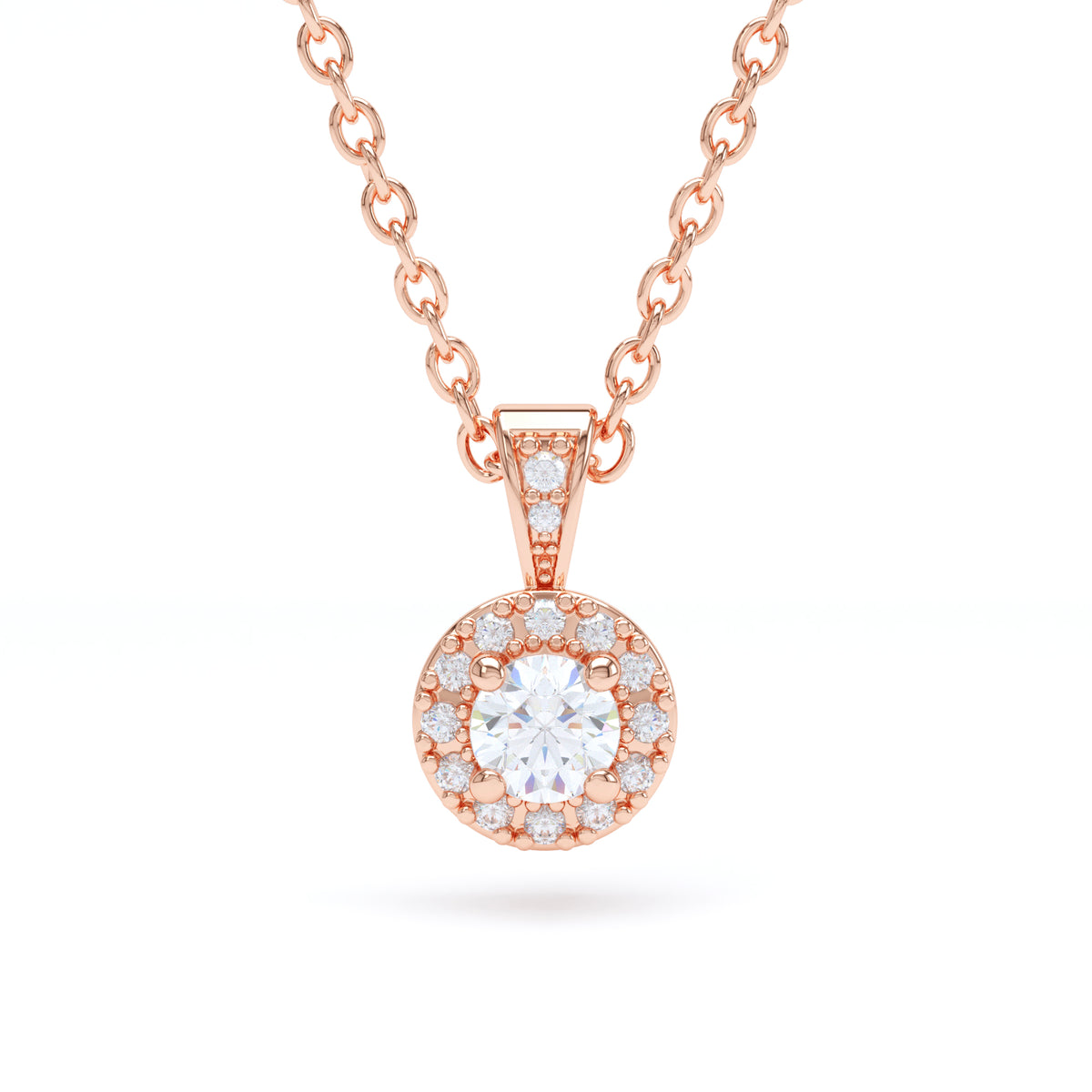 Round Halo Diamond Pendant