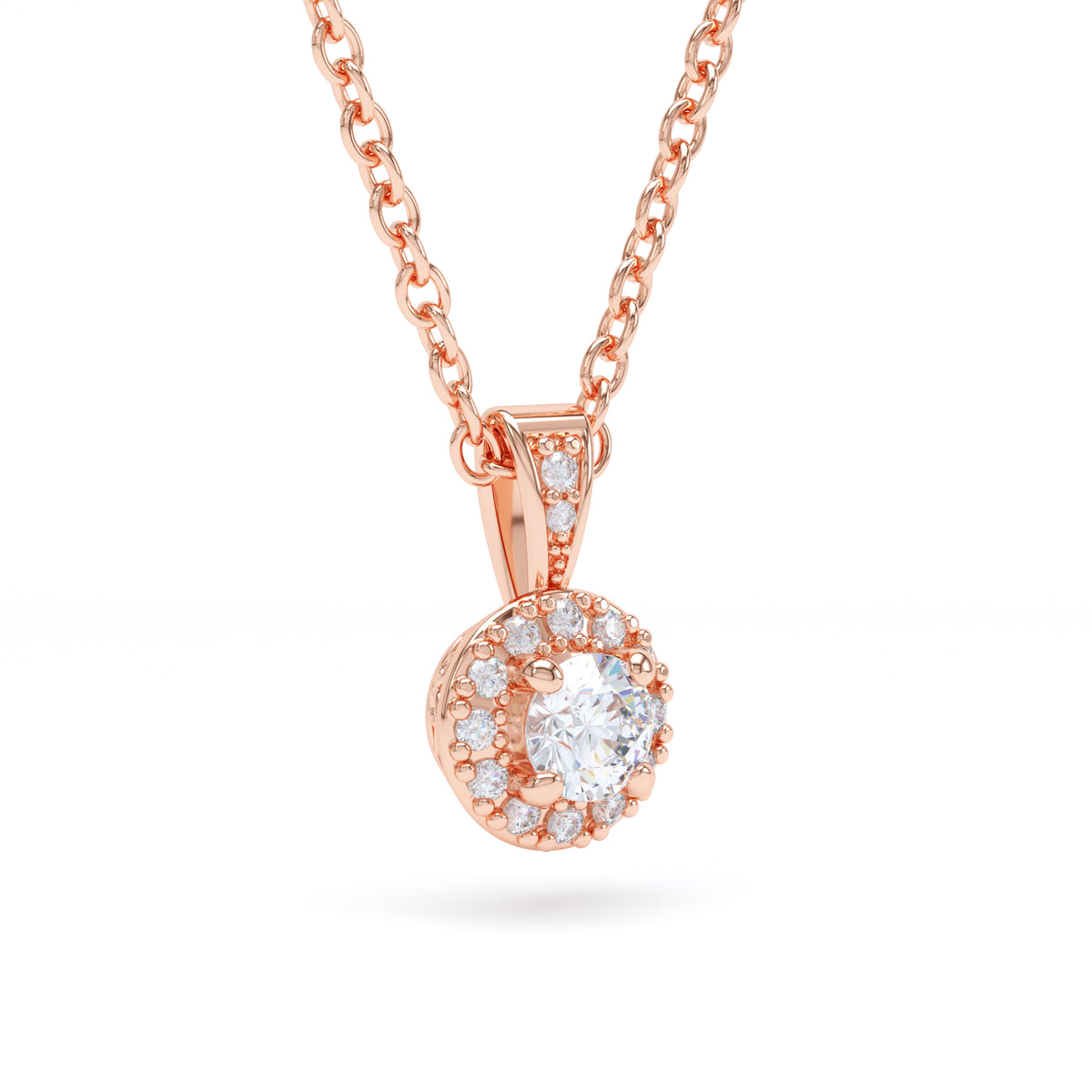 Round Halo Diamond Pendant