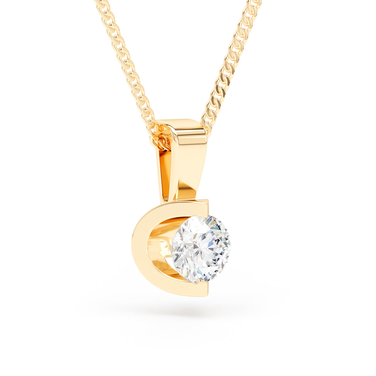 Single stone diamond pendant